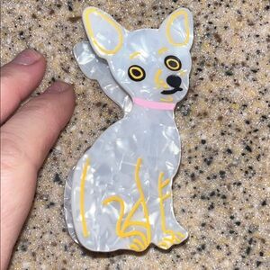 Chic Dog-Shaped Hair Clip - White and Yellow